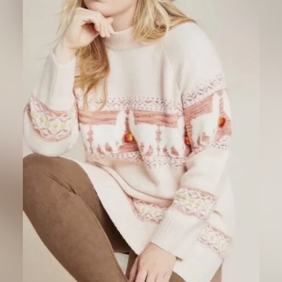 NEW.  NWT Anthropology llama sweater - Picture 1 of 16